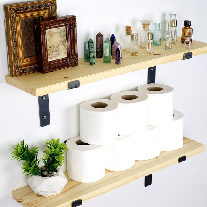 Hanah Home Lam001 Estantería de Pared de Madera y Metal Negro y Nogal Hanah Home Lam001 Estantería de Pared de Madera y Metal Negro y Nogal